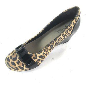 LEOPARD PRINT CLARKS WEDGE HEEL LEATHER SHOES